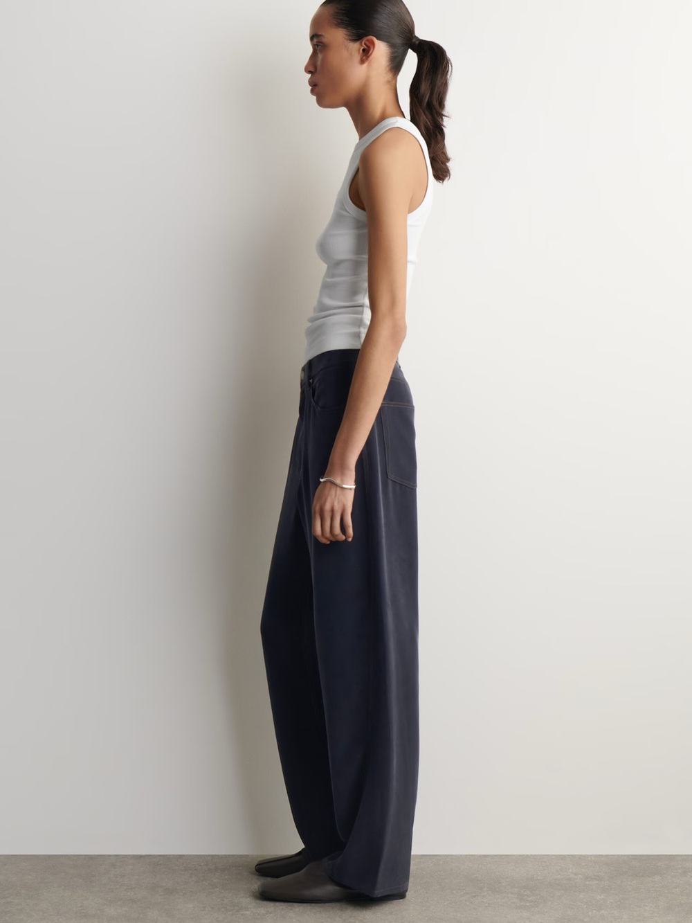 COS Wide-Leg Trousers in Dark Navy - Picture 2 of 11